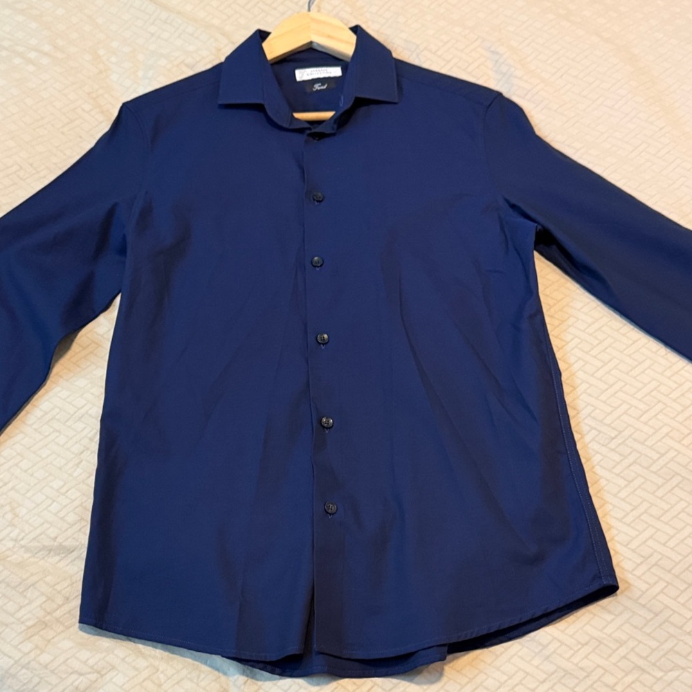 Versace Collection Navy Blue "Trend" Slim Fit Dress Shirt - Size 39